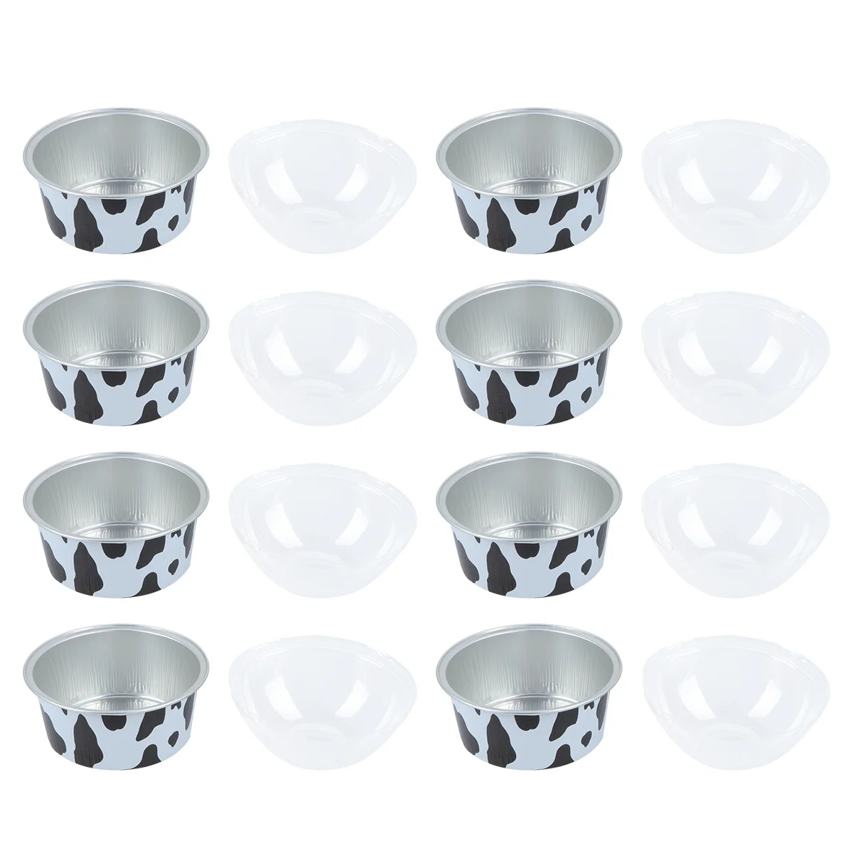 

10Sets 125Ml Round Aluminum Foil Baking Cups Clear Lids Heat-Resistant Puff Cup Perfect for Wedding Baby Showers