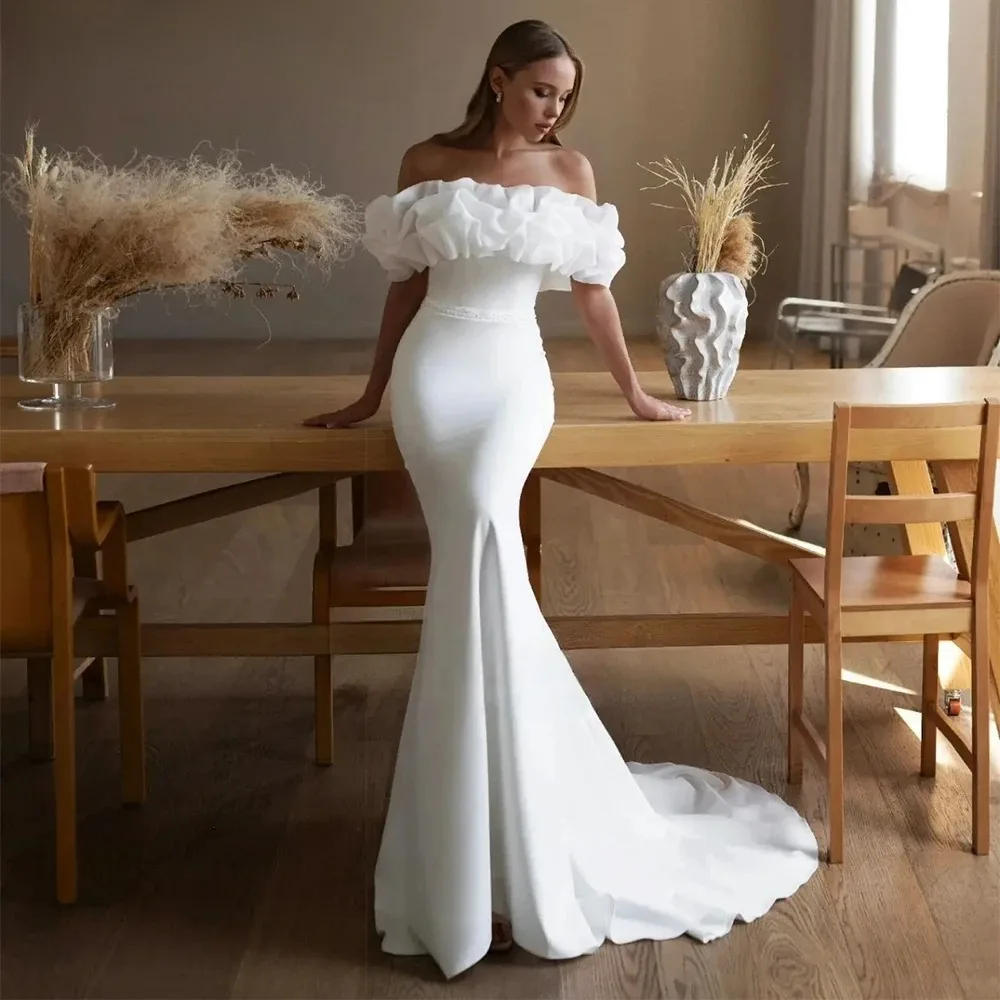 

Customized Elegant Mermaid Wedding Dresses Backless Floor-Length Sweep Train Brides Dress Women Vestidos De Novias 2026