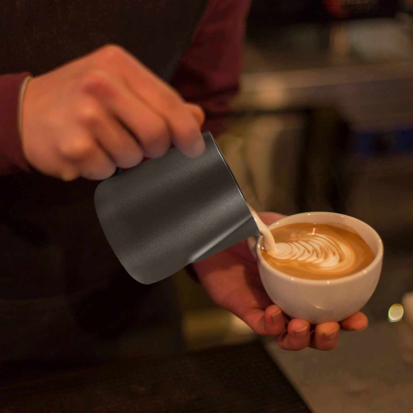 

Stainless Frothing Pitcher Milk Frother Cup Espresso Suitable Home Cafe Use Lightweight Easy Clean Durable Kitchen