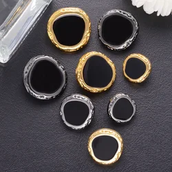 5pcs 15/18/21/23mm Black Resin Irregular Metal Buttons Of Fur Coat Shirts Sweater Clothing Decorative Hand DIY Sewing Buttons