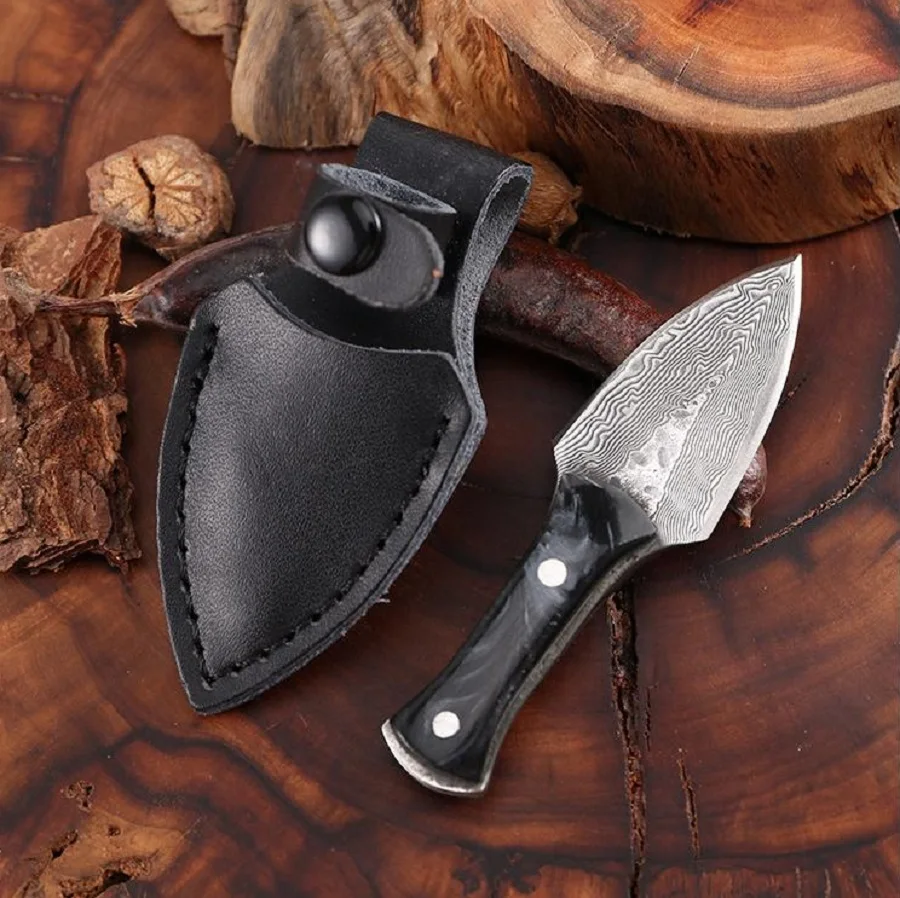 Outdoor Mini Knife, Damascus steel knife, multi-function EDC Knife, box opener knife, portable self-defense knife, sharp knife