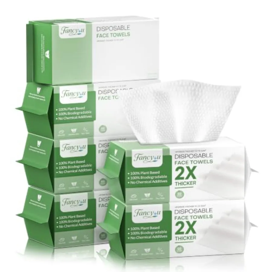 Disposable Face Towels 360 Count, 2X Thick Clean Facial Towel for Sensitive Skin, Ultra Soft Lint-Free Makeup Remover Dry Wipes