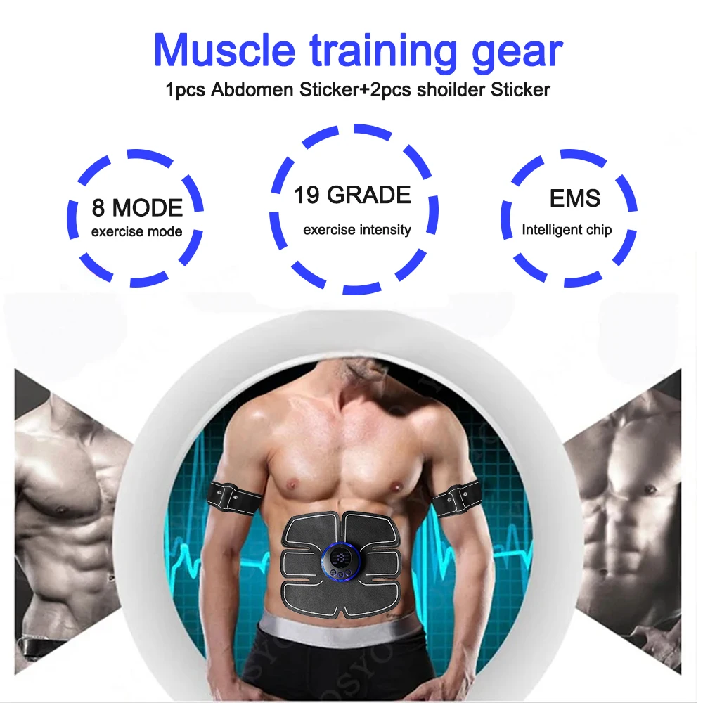 Electric Wireless Smart EMS Muscle Stimulator Abs Fitness Trainer Abdominal Training Weight Loss Stickers Body Slimming Massager