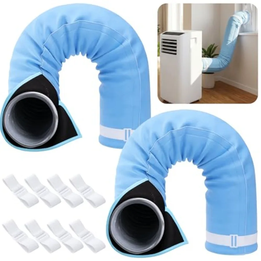 

2 Pack Portable AC Hose Insulation Sleeve Air Conditioner Exhaust Hose Cover with 4 Straps Heat Shield Wrap for 5" and 5.9" Dia