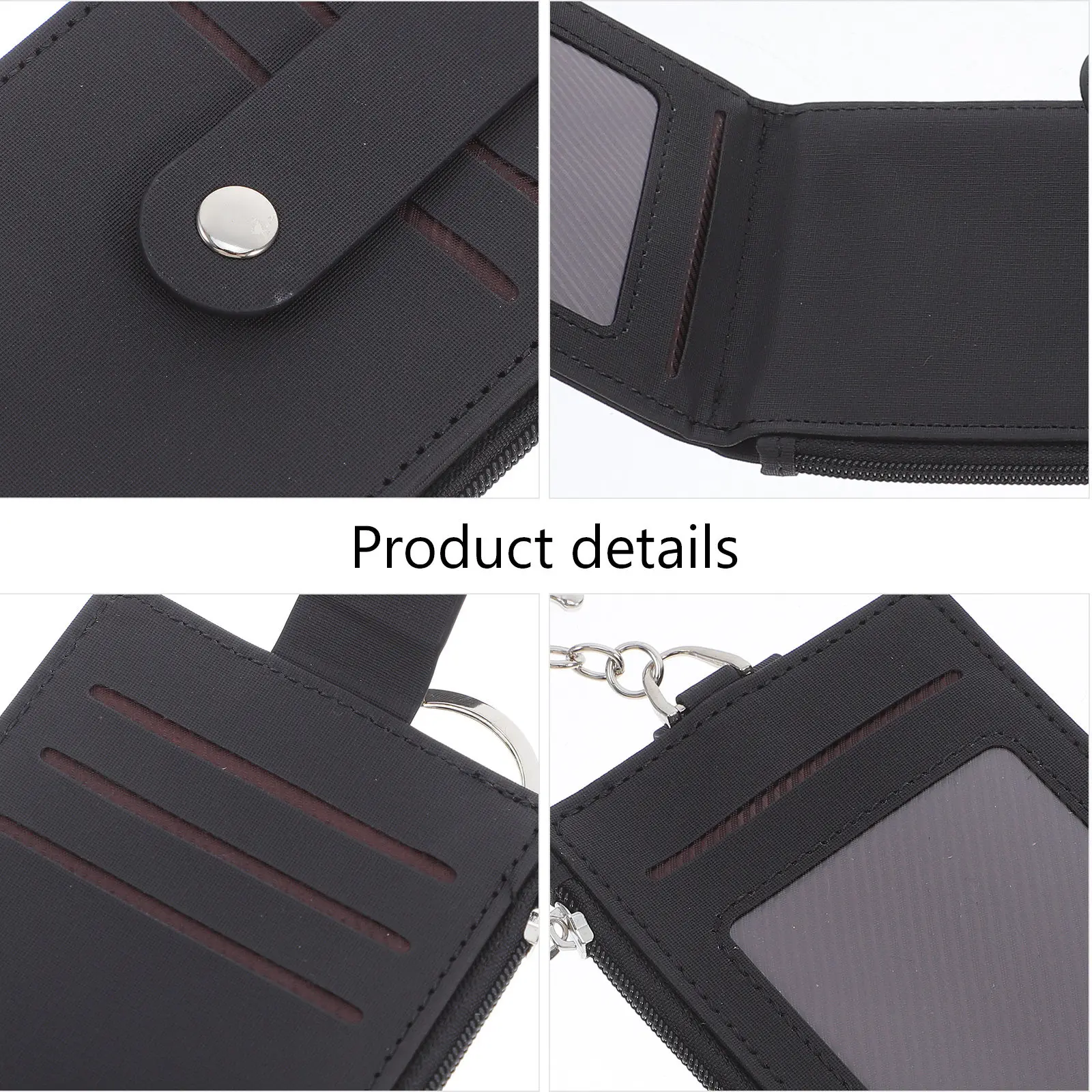 Card Holder with Key Ring PU Material Waterproof Keychain Wallet for Business Daily Commute Office Travel Card view 3