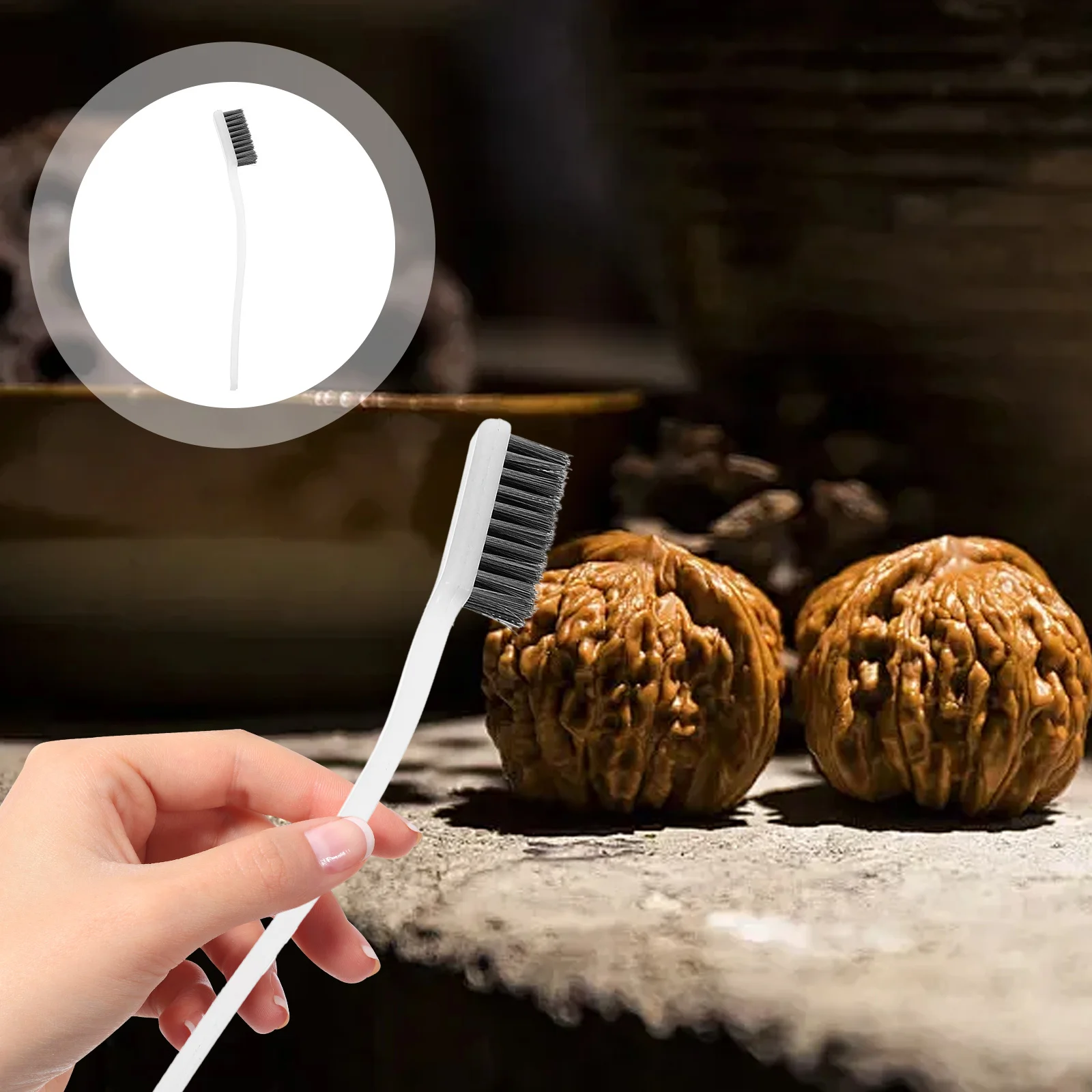 

4Pcs Mini Wire Brush Set Stainless Steel 3-Row Brush for Precision Cleaning Small Parts Nuts Rust Removal Nozzle Detailing Tool