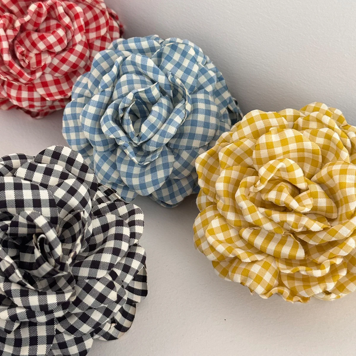 

Fabric Plaid Flower Hair Claw Ponytail Clip Korean Fashion Ponytail Hairpin Rose Floral Exquisite Grab Clip Girls Accessories