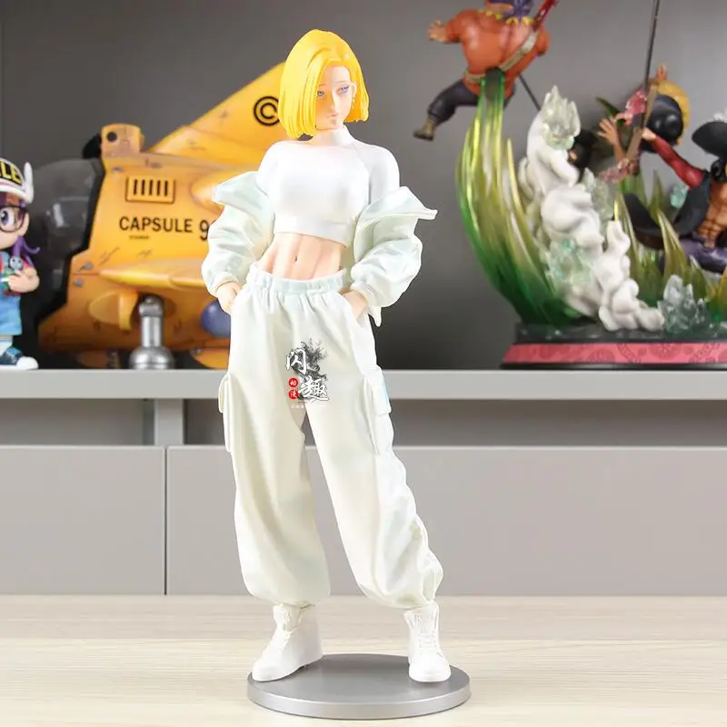 Dragon Ball Estátua Figura Stand Pose Anime Robot 18 Decoração de mesa duas vezes dimensional linda menina Brinquedos colecionáveis e hobbies