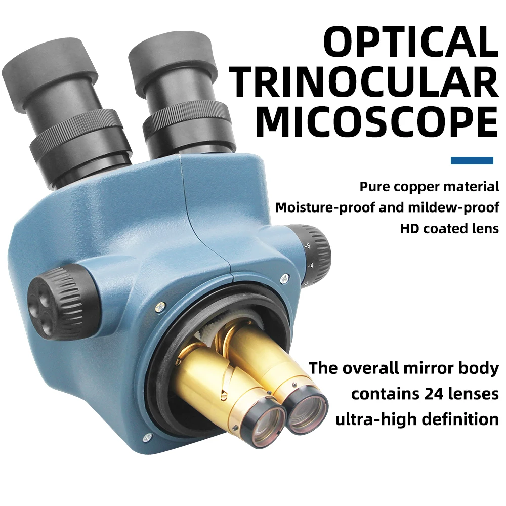 7X-50X Simul-Focal Stereo Trinocular Zoom Microscope 4K 38MP Microscope Camera CTV with 0.5x 2.0x 0.7x Auxilliary Objective Lens