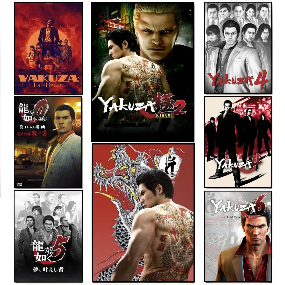 Hot Game Y-Yakuza Like a Dragon Poster HD Wasserfester Wandaufkleber Bar Wohnzimmer Deko Geschenk