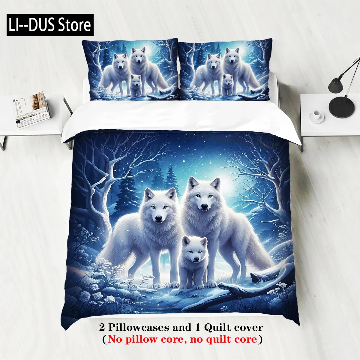 

Wolf Family Pattern Bedding Set 1*Duvet Cover+2*Pillowcase For Single Bed Teenagers And Adults Bedroom Home Decoration