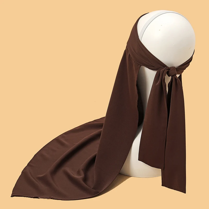 High Quality One Layer Chiffon Hijab Scarf Muslim Face Cover Niqab Hat Pull Islamic Scarf Tie Back Headcover Women Headwrap