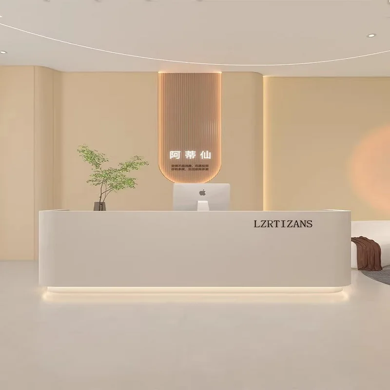 

Shop Counter Reception Desks Register Office Front Vanity Long Reception Desk Restaurant Mostrador Recepcion Salon Furniture