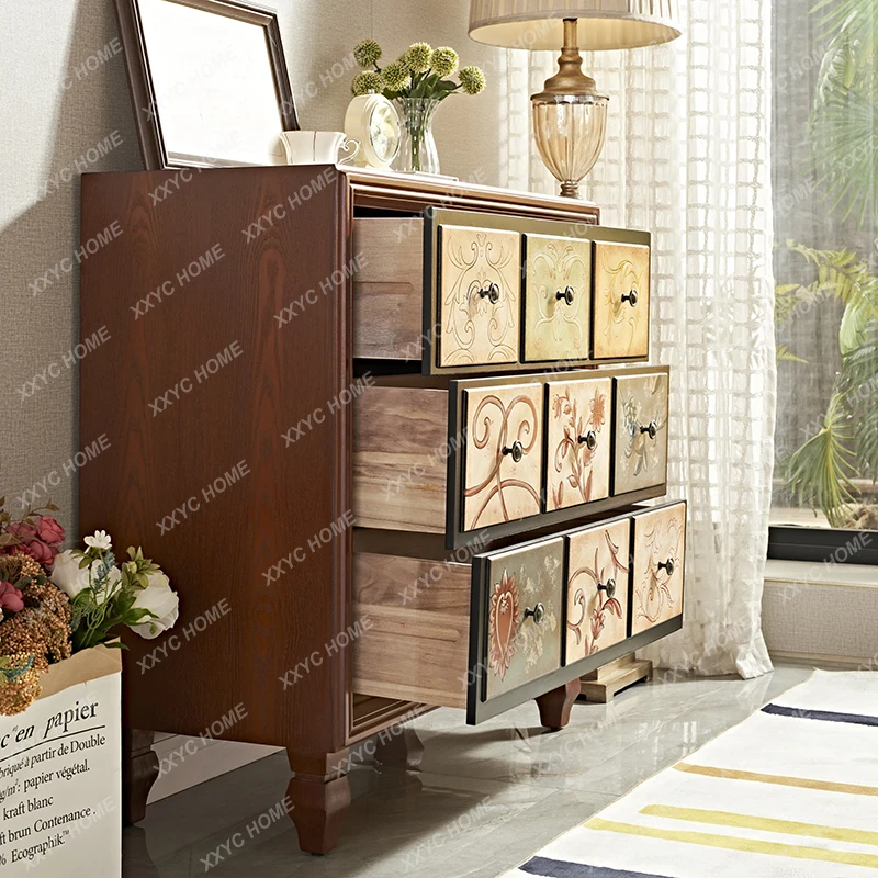 chest solid wood drawer storage storage living room painted partition cabinet