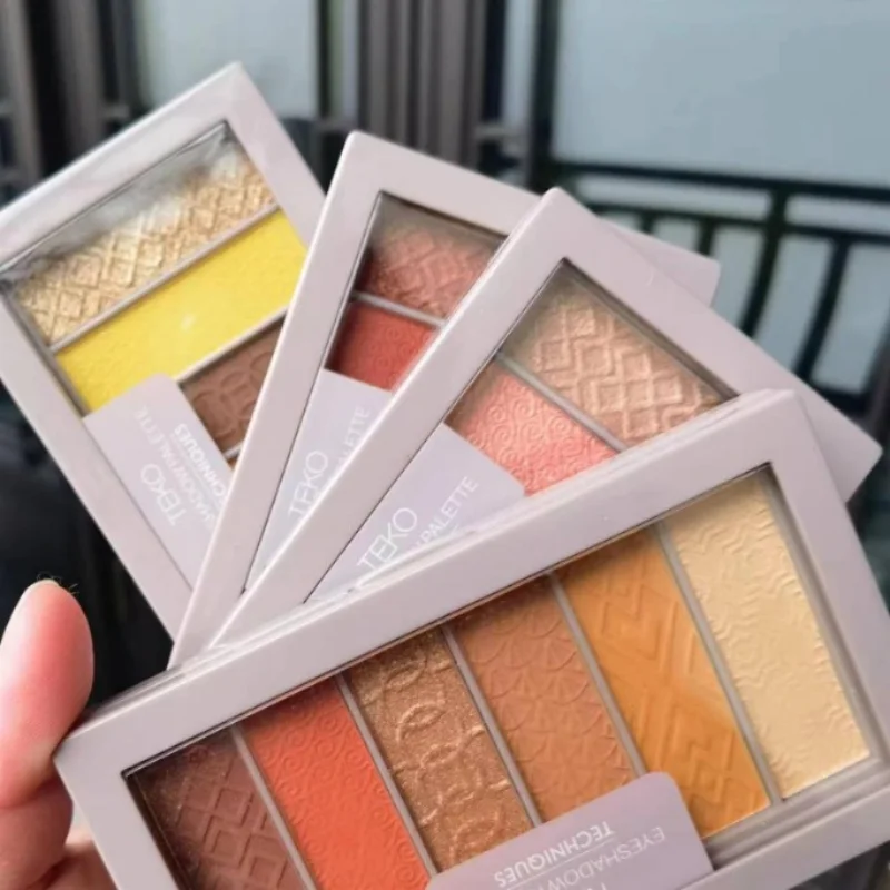 Palette di strisce di ombretti glitterati a 6 colori che illuminano strumenti per il trucco degli occhi lucidi con glitter rosa opaco impermeabile