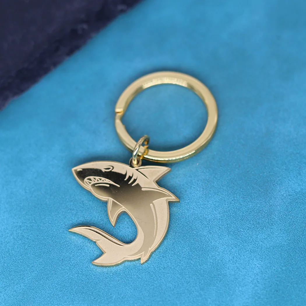 Fashion Gothic Shark Pendant Keychain For Men Women Stainless Steel Ocean Animal Fish Key Chains Keyring Punk Hip Hop Jewelry