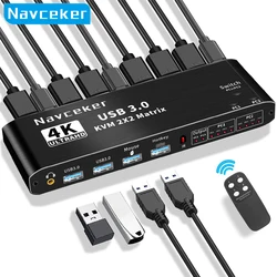 2x2 matryca przełącznik KVM HDMI 4K 60Hz podwójny Monitor KVM HDMI rozszerzony wyświetlacz USB przełącznik KVM er 2 w 2 na 2 komputery 2 monitory