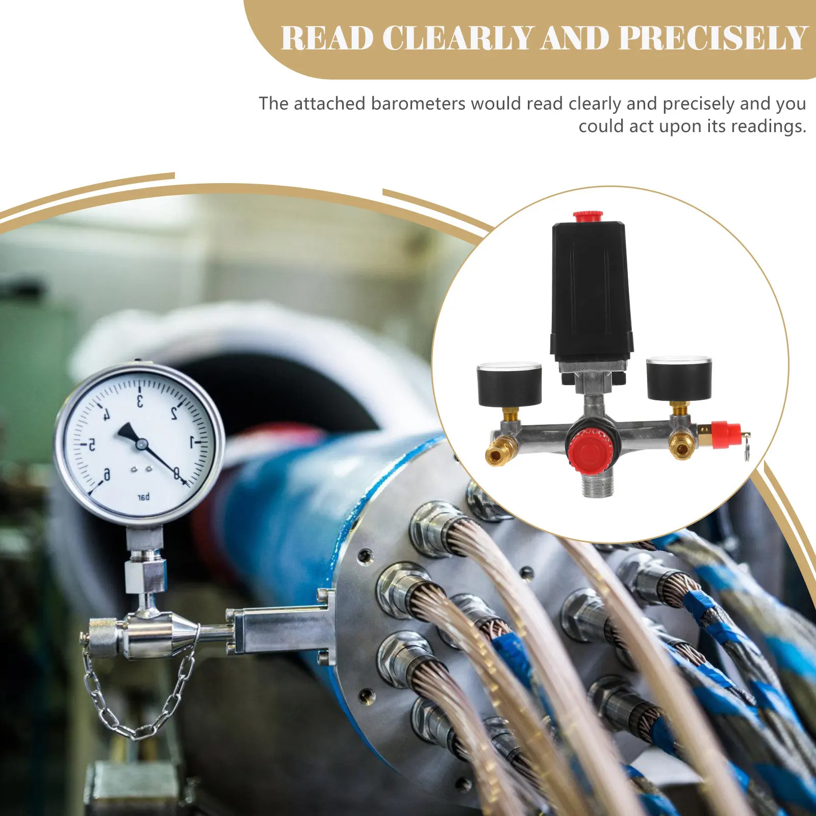 1Pcs Single-Hole Pressure Reducing Valve Featuring Clear Precise Barometer Easy Installation Heavy-Duty Industrial Safety Valve