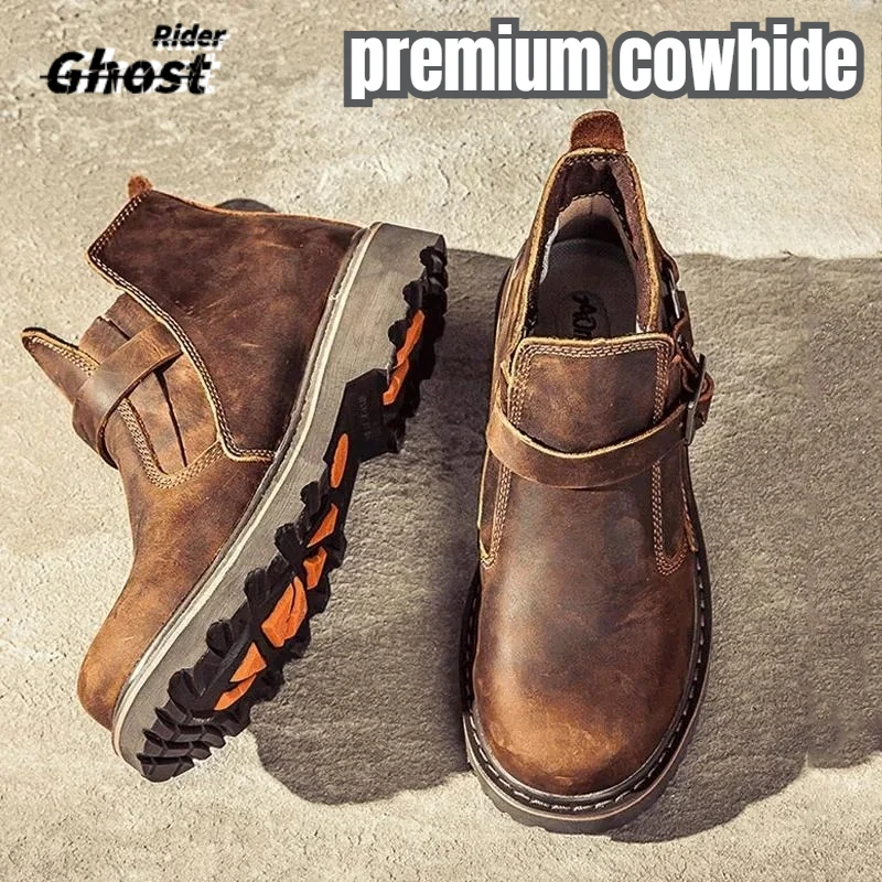 

Motorcycle Shoes Retro Leather Boots for Motorcycles Durable Men Boots Couple's Short Shoes Motorcycle Safety Equipment