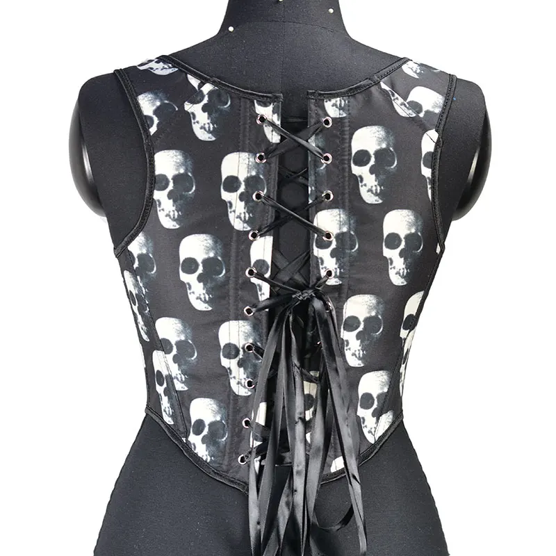 Women Bandage Corset Waist Skull Jacquard Shapewear Underbust Female High Street Belt Slim Ladies Party Wear Body Shaper