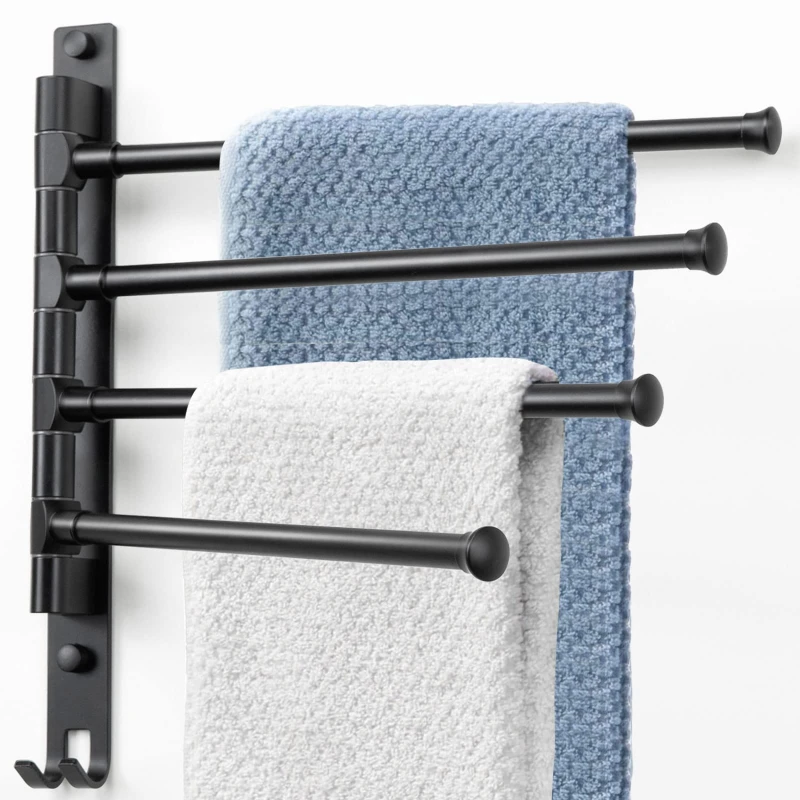 Porte-serviettes rotatif en aluminium, 2/3/4/5 barres, idéal pour la salle de bain ou la cuisine