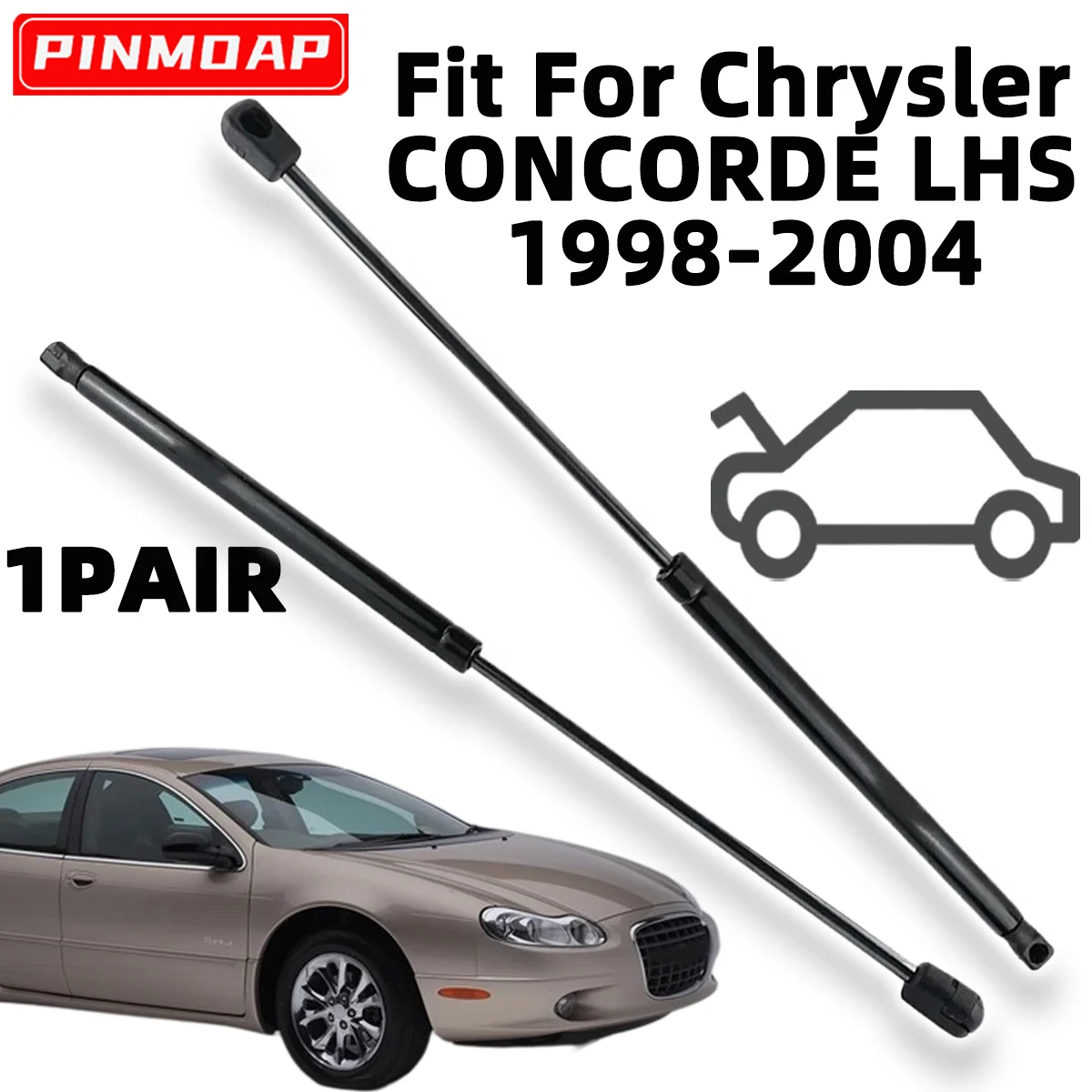 2 varillas de soporte para el capó delantero para Chrysler CONCORDE LHS 1998-2004 OE 4575629AC 901468, amortiguadores de gas para el capó delantero, barra de soporte de resorte