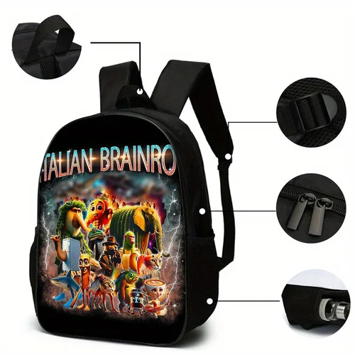 Imagen 2 del producto Mochila Tralalero Tralala Tungtung Sahur Brainrot, mochilas escolares para niños, mochila para exteriores, mochila de viaje de Anime, regalo, 3 uds.