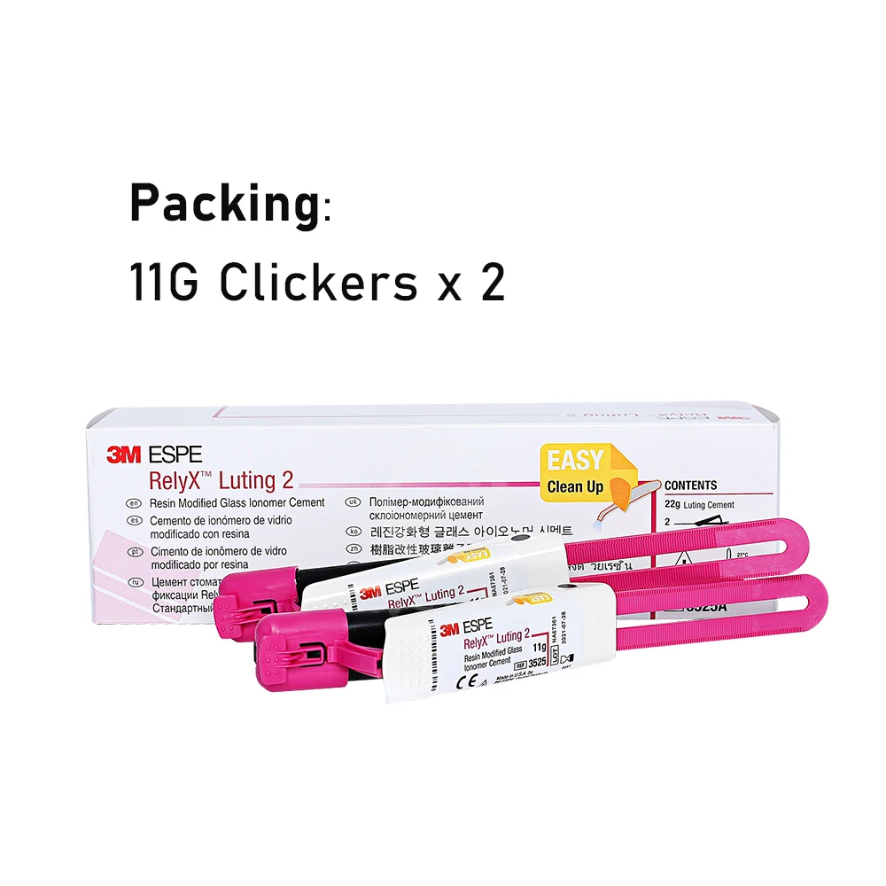 Dental Glass Cement Ionomer Syringe 3M Espe Relyx Luting 2 Plus Clicker Automix Resin Modified Cement Material for Teeth Crown