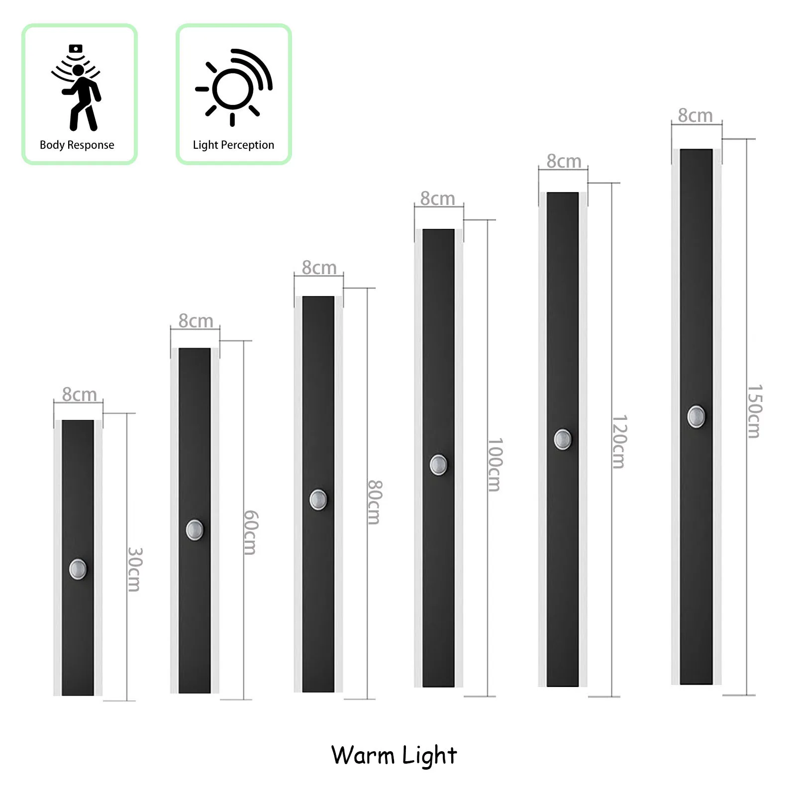 أضواء الجدار في الهواء الطلق LED مع محس حركة شريط طويل حديث IP 65 مصابيح الحائط المقاومة للماء حديقة فيلا الشرفة إضاءة ديكوريّة المنزل #6