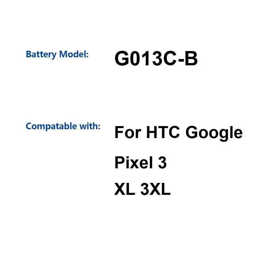 

Аккумулятор мобильного телефона G013C-B, 3430 мАч, долговечный для Htc Google Pixel 3 XL 3XL, высокая производительность