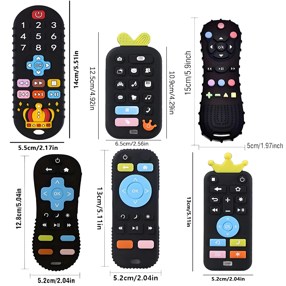 1/4pcs Silicone Teether Food-Grade Baby Teething Ring Children's Oral Muscle Trainer Simulation Remote Control Teether Gift Toys