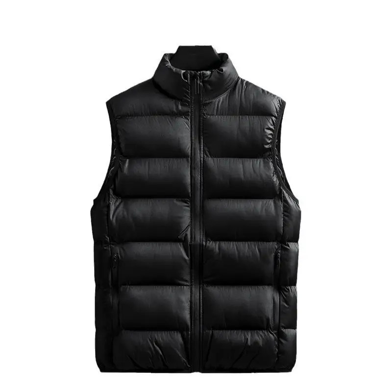 

Мужской хлопковый жилет с ручной набивкой, воротник-стойка, модный городской повседневный стиль, однотонный