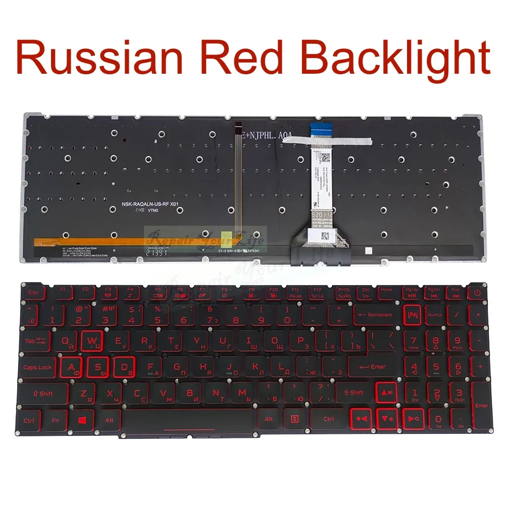 RU ロシア語バックライト付きキーボード Acer Nitro 5 AN517-52 AN517-53 AN517-54 AN515-57 ラップトップ RGB バックライト LG05P-N12B3L N10BRL N14BRL