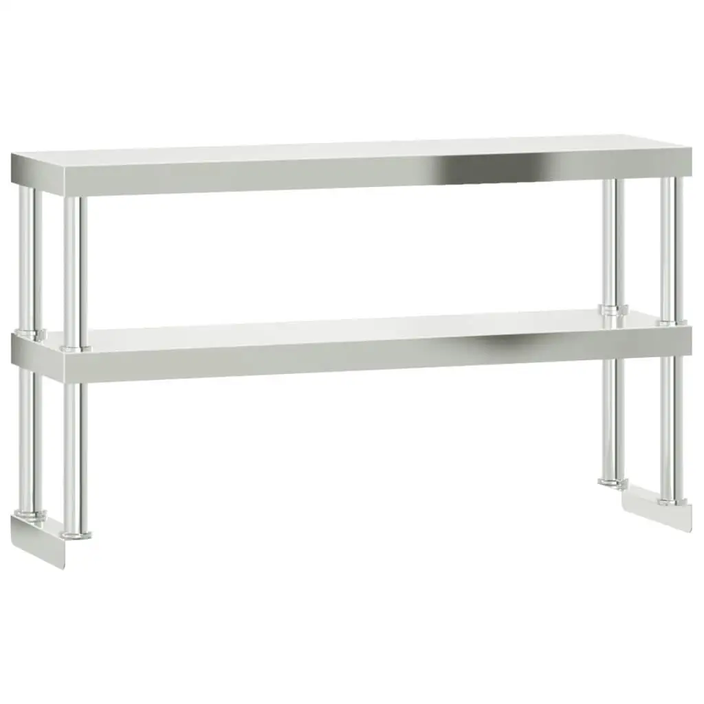 Stainless Steel Kitchen Work Table with Overshelf - 43.3x11.8x59.1 Inch Space-Saving Design
