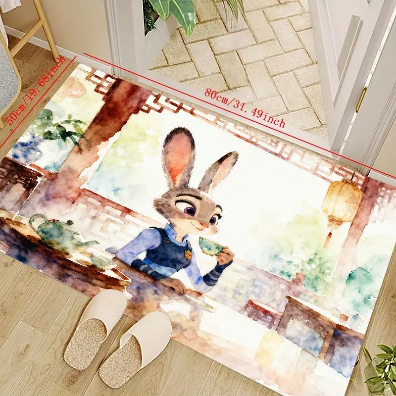 

1 шт. Zootopia Judy Hopps акварельный коврик в стиле аниме (50x80 см), нескользящий моющийся впитывающий коврик для гостиной, спальни, Entra