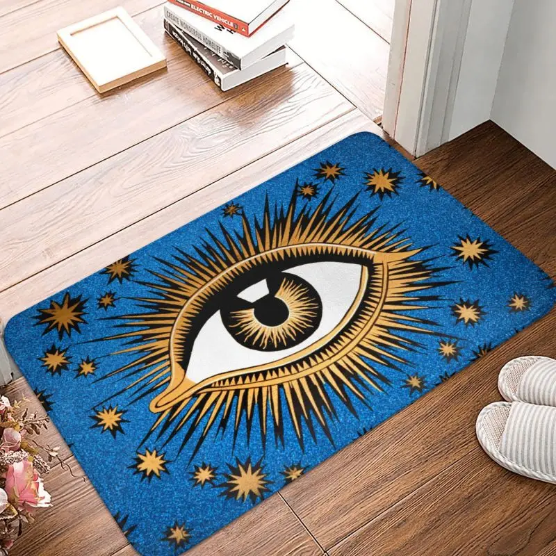 Custom Mediterranean Turkish Amulet Evil Eye Doormat Non-Slip Entrance Kitchen Bathroom Floor Door Mat Living Room Carpet Rug