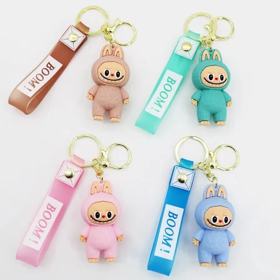 Cute sheep Keychain for Car Keys Doll The Monsters Bunny Labubu Key Chain Anime Accessories Keychains Bags Jewelry Wholesale