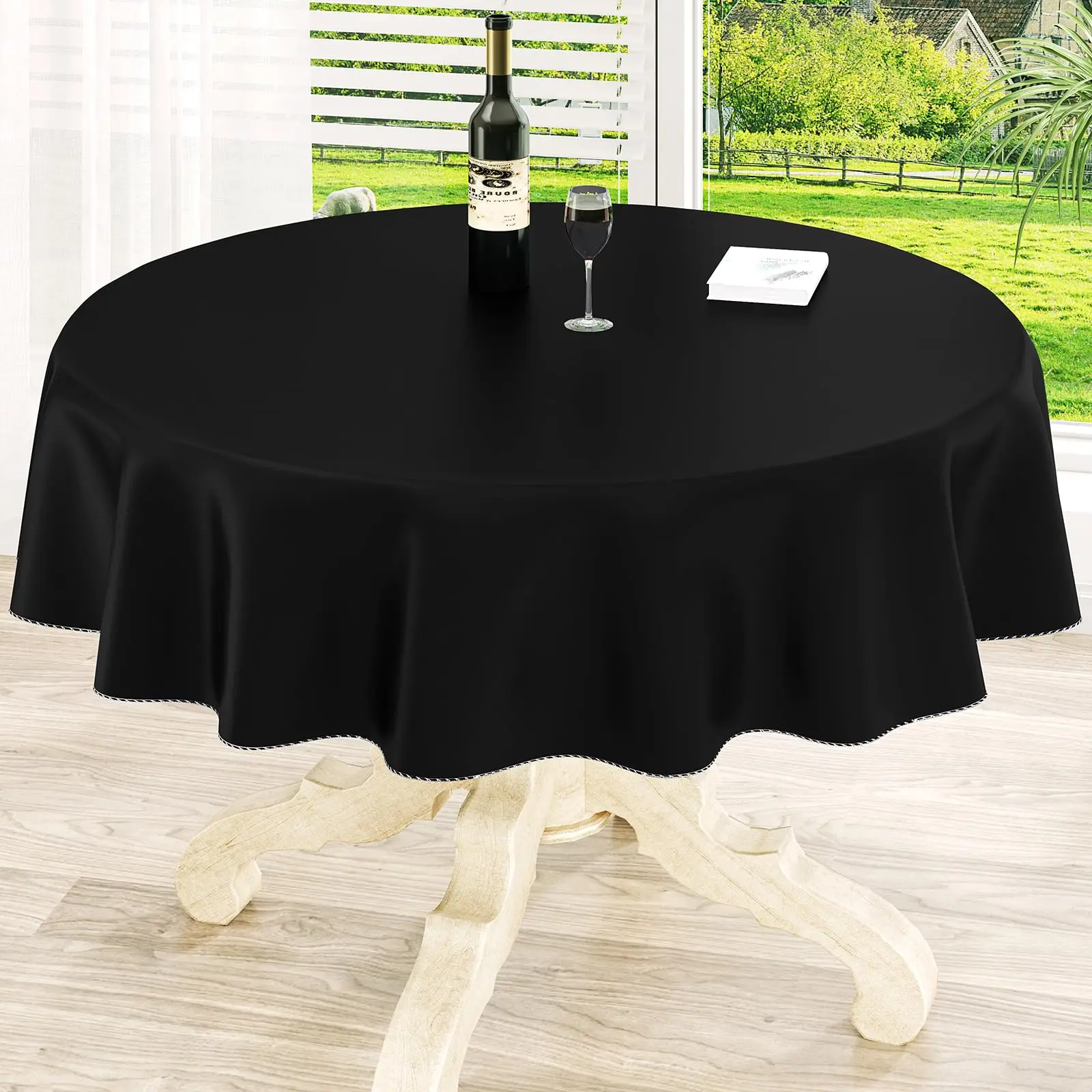 

Hapihappy Rectangle And Round Vinyl Tablecloth Waterproof Spillproof Plastic Flannel Backed Table Cloths Wipe Clean Table Cover