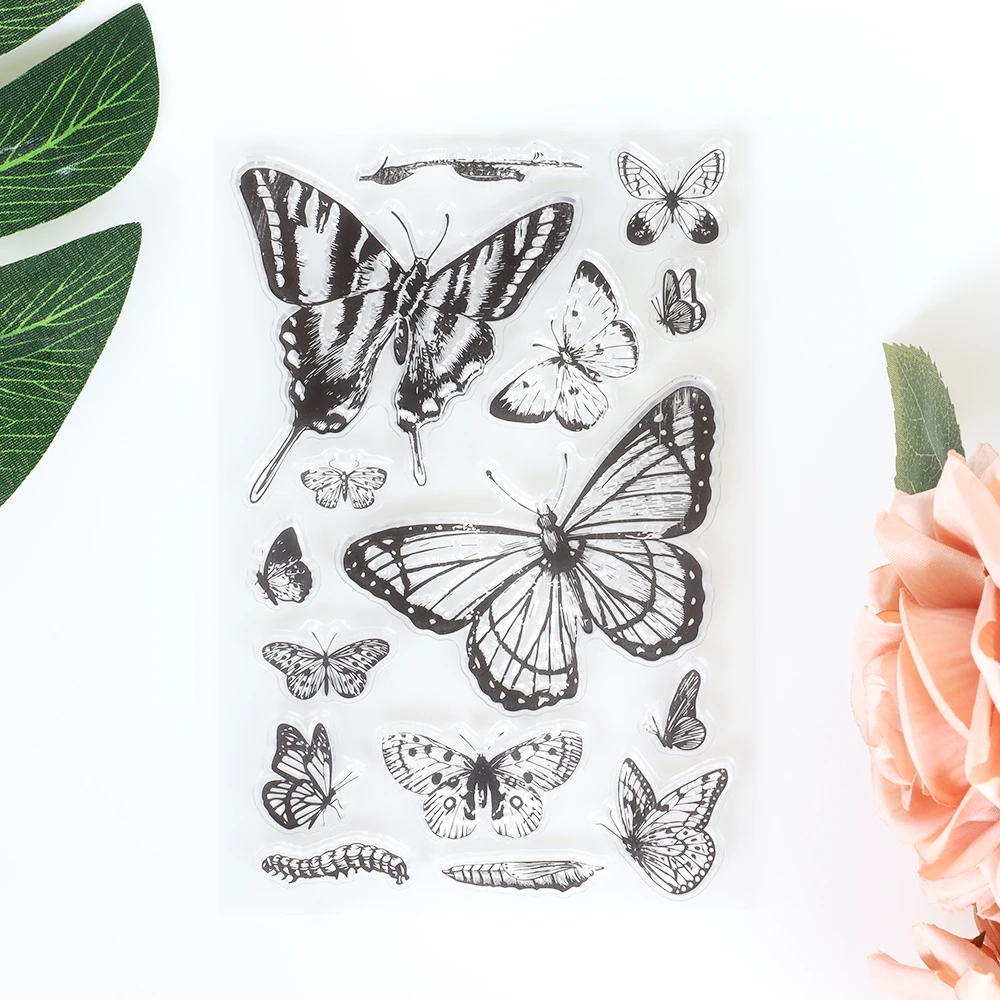 1pc Butterfly Specimen Clear Stamps for Cards Album Crafts Scrapbook Diary Decoration Diy Greeting Card Handmade Reusable Seal