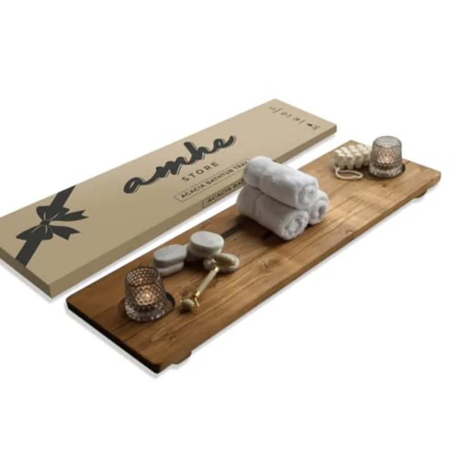 

Ame Store! Luxury Rustic Acacia Wood. Durale Water-Resistant Mimalistic Adjustale 35x9 Inces. Lovely Gift - ox. at Tu Tray Wood