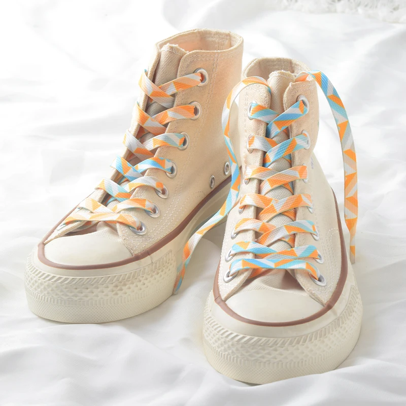 ไอศครีมสำหรับรองเท้าเทนนิสแบน Gradient Shoelaces สำหรับรองเท้าผ้าใบสายรุ้งสูงกีฬาเชือกผูกรองเท้าผู้หญิง Shoestrings