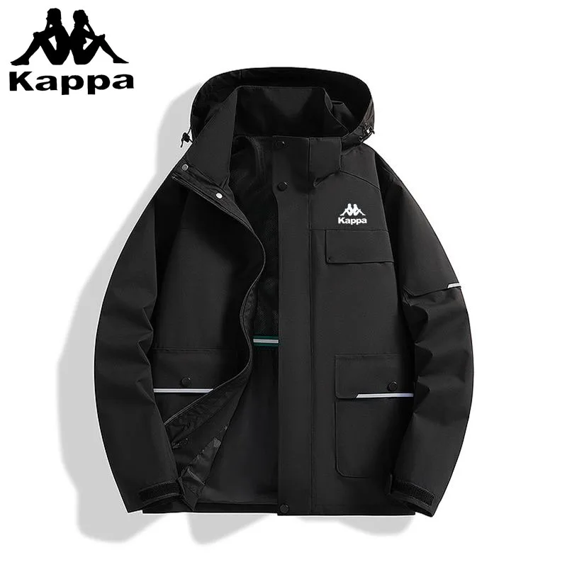 

Kappa Windbreaker For Men And Women New Autumn 2024 Outdoor Loose Jackets Windproof Waterproof Removable Hood Jacket Top Brand