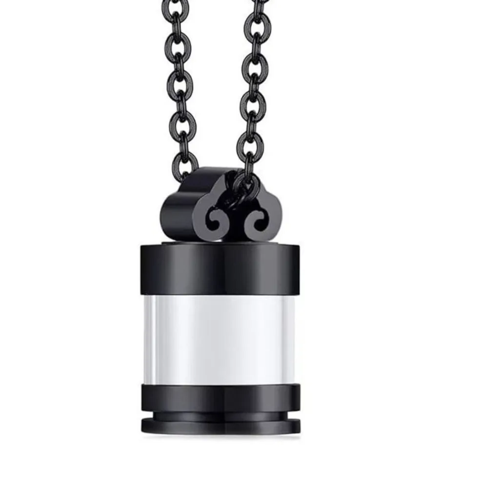 Transparent Pet Urn Ashes Necklace Hollow Fillable Steel Chain Bottle Necklaces Decorative Pet Ashes Bottle Remembrance