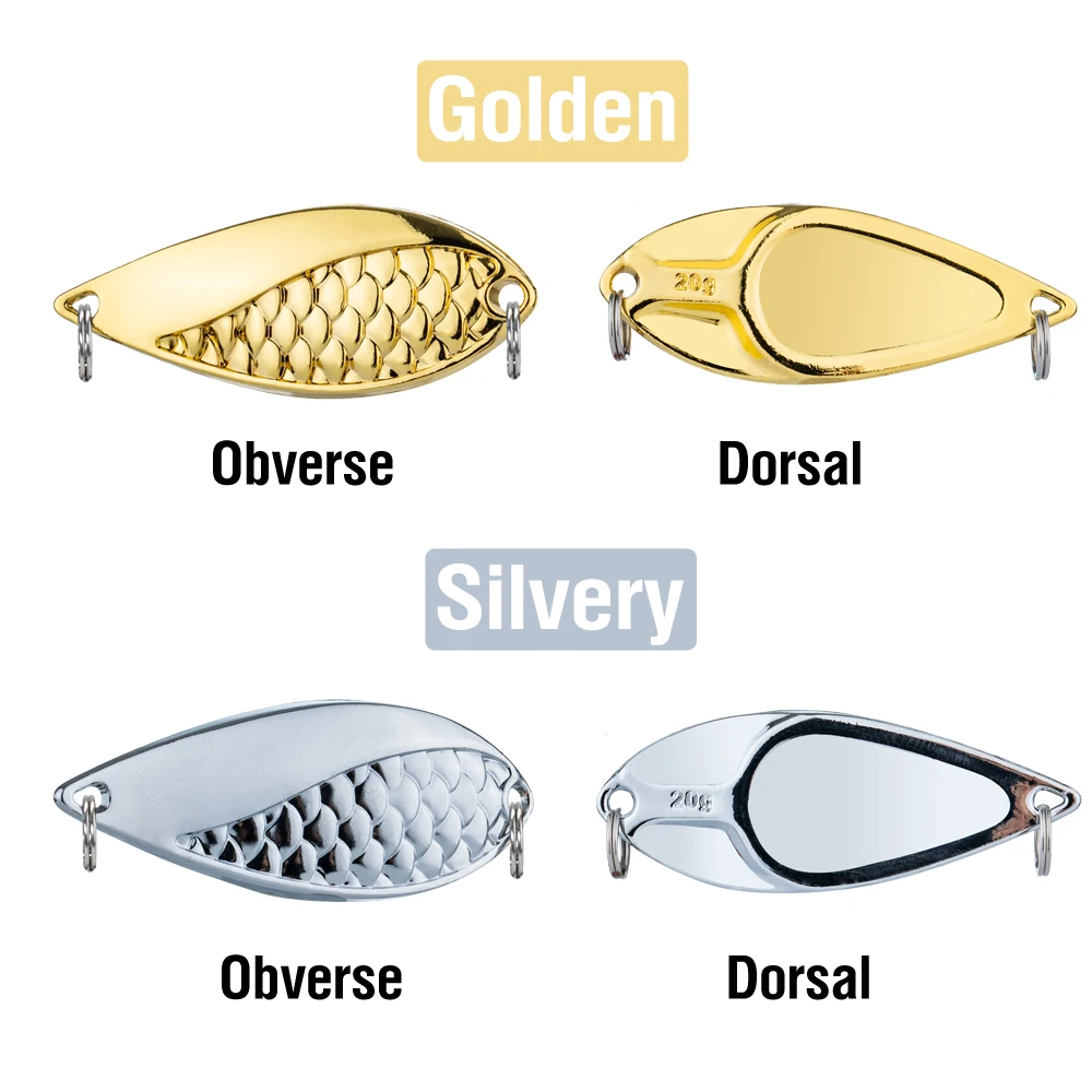2Pcs Spoons Lure Gold/Silver Metal Swimbait 2.5-20g Casting Lure 2.6-5.3cm Artificial Hard Bait Sinking for Trout Bass - view 3