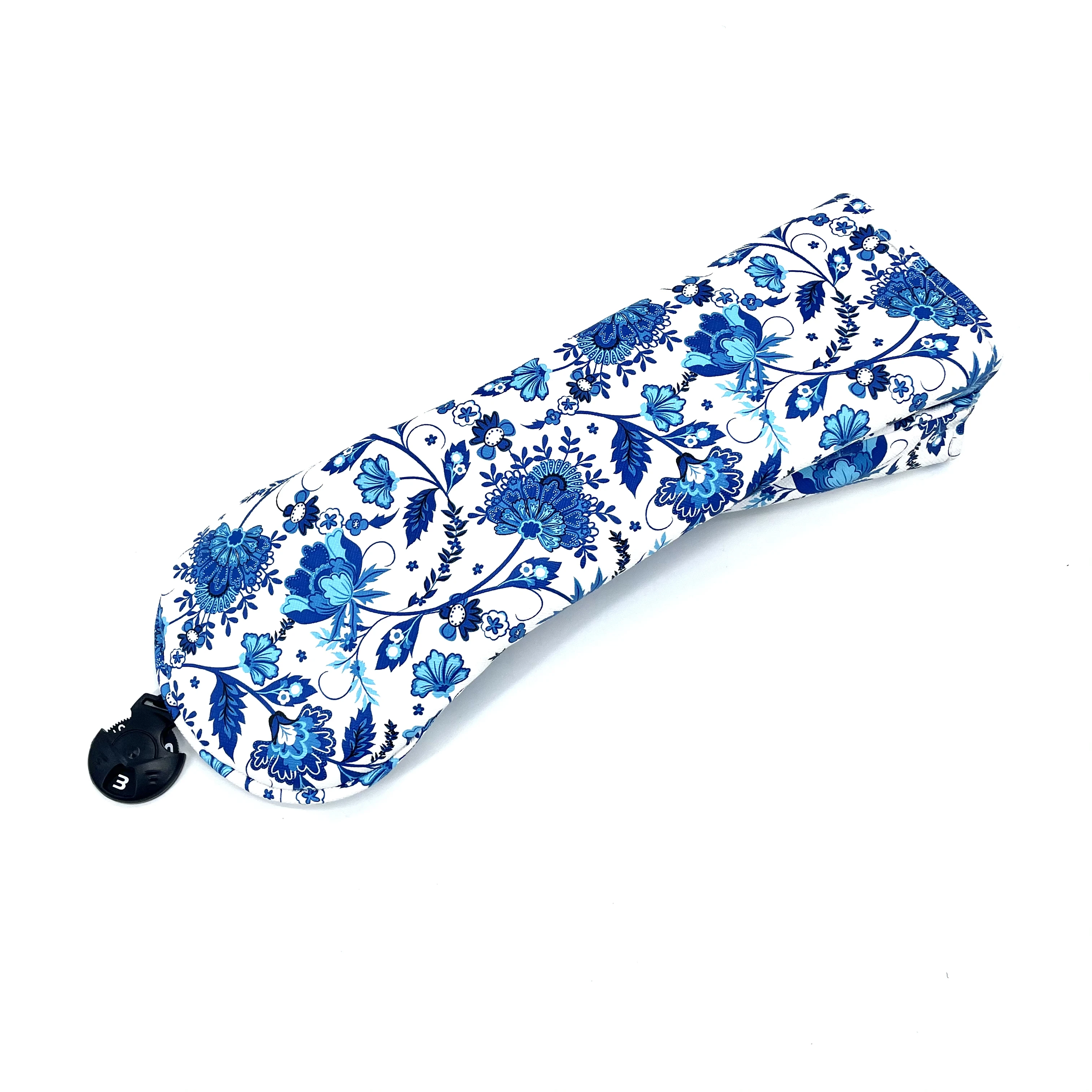 Couvre-tête de conducteur de golf en cuir PU, couvre-tête hybride, motif de fleurs de cerisier bleu, bois de parcours