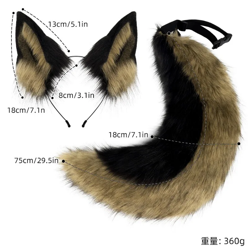 Wolf Dog Dress Up Costume Halloween Animal Costume Animal Ears Headband Animal Tail for Girl Cosplay Accessories Halloween Party