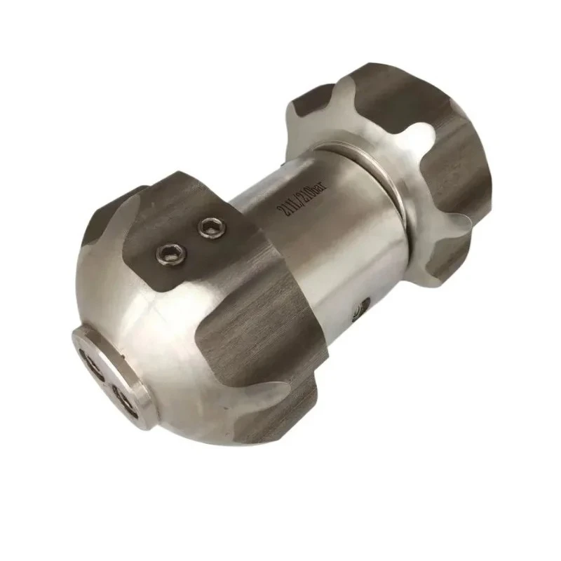 Fast Rotating Vibrating Sewage Nozzle with 3000 Pounds Per Square Inch Pressure. Stainless Steel Sewage Ejector Nozzle.
