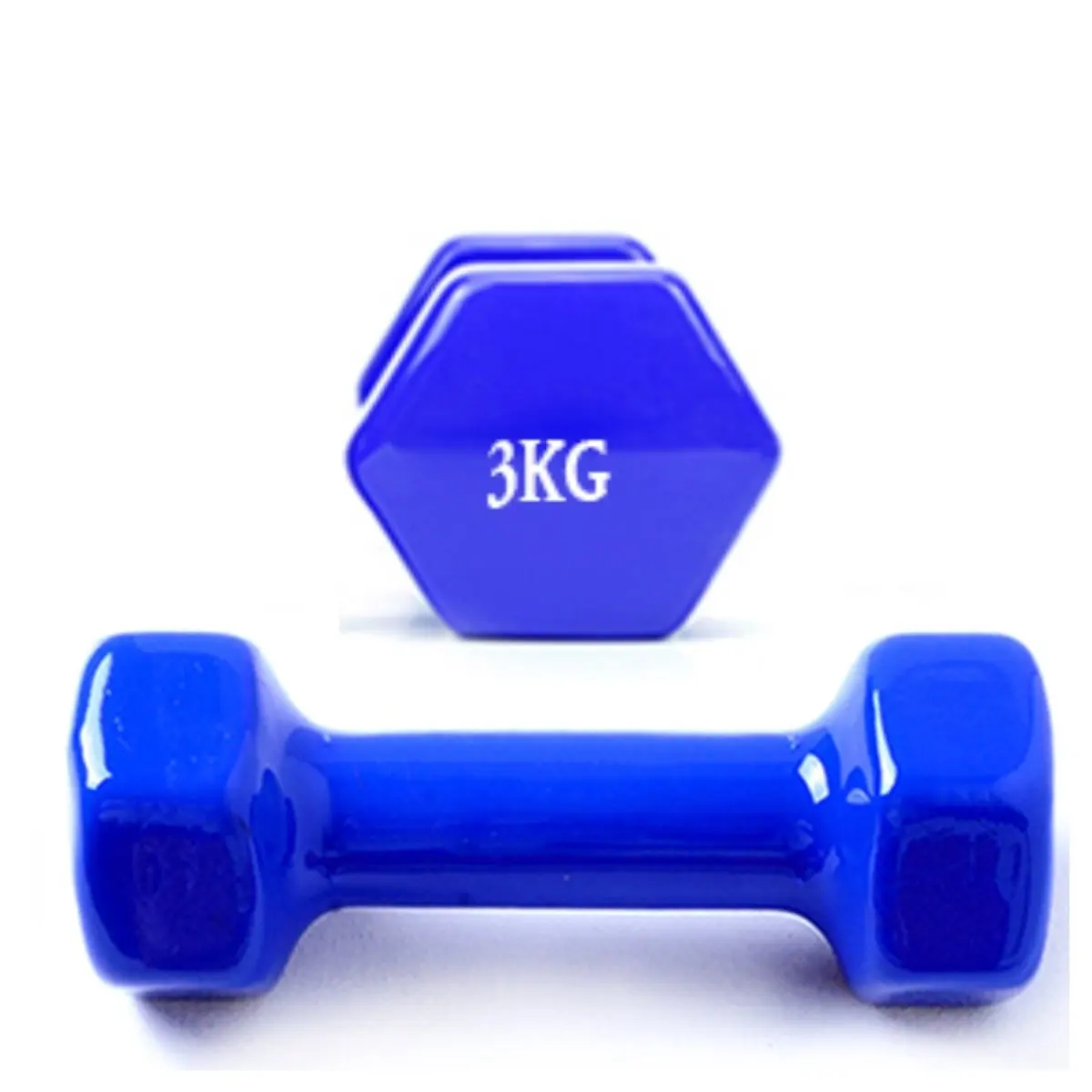 Dumbbell neoprene 1 , 2 , 3, 4, 5 and 6 kilos short blue Anti-rolling pack 2 pieces-Sweet Home