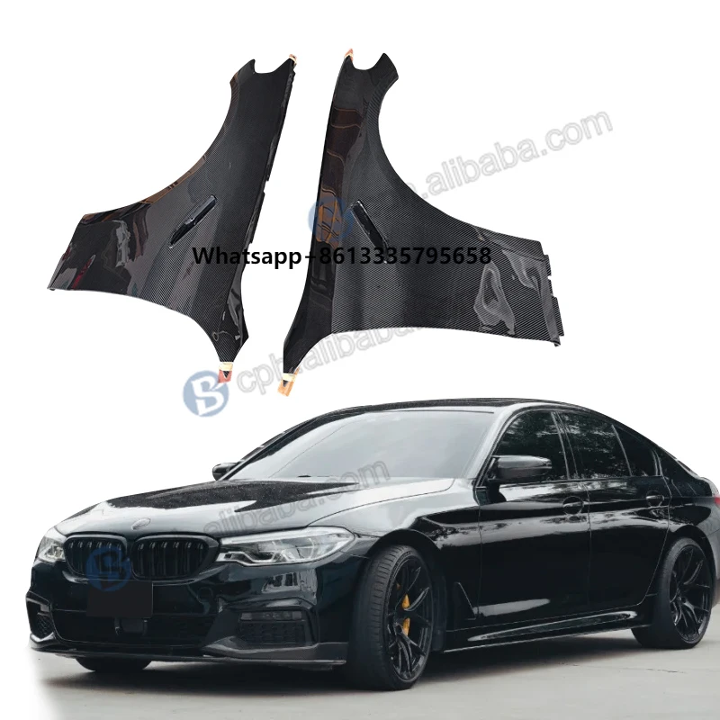 

BENSNEES Car Accessories Black Car Front Side Real Carbon Fenders for 5 Series G30 540i 2018