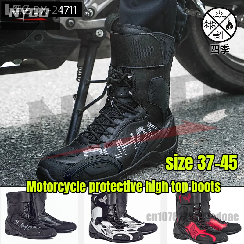 

DUHAN 2024 Motorcycle Riding Boots Motocross Wear Resistant Racing Boots Men's Motorbike Breathable Shoes Moto Protection